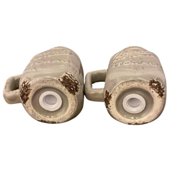 Rustic Farmhouse Distressed Mason Jar Salt & Pepper Shakers Set Beige/Tan New - Picture 5 of 8